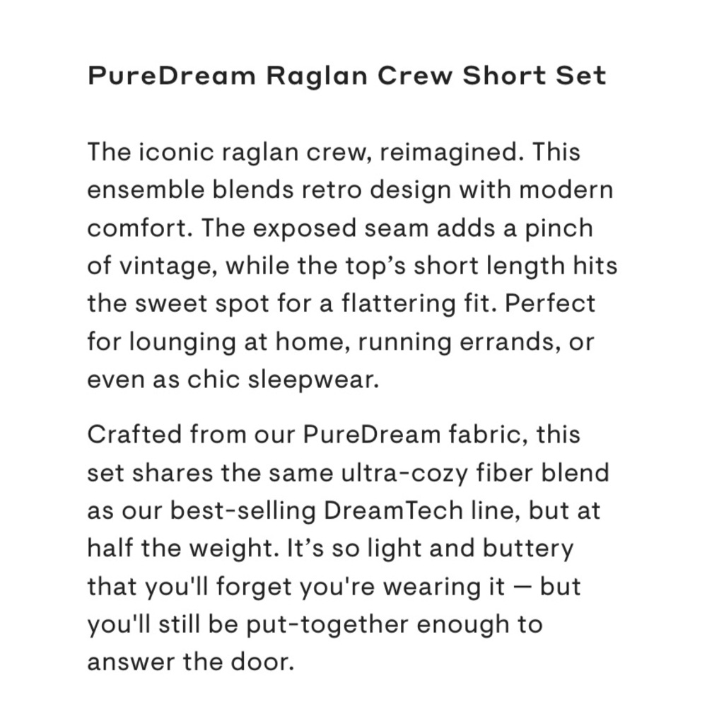 SOFTiES PureDream Raglan-sleeve Crew-neck & Short Set PJ set/copper rose - NWT - Picture 6 of 13
